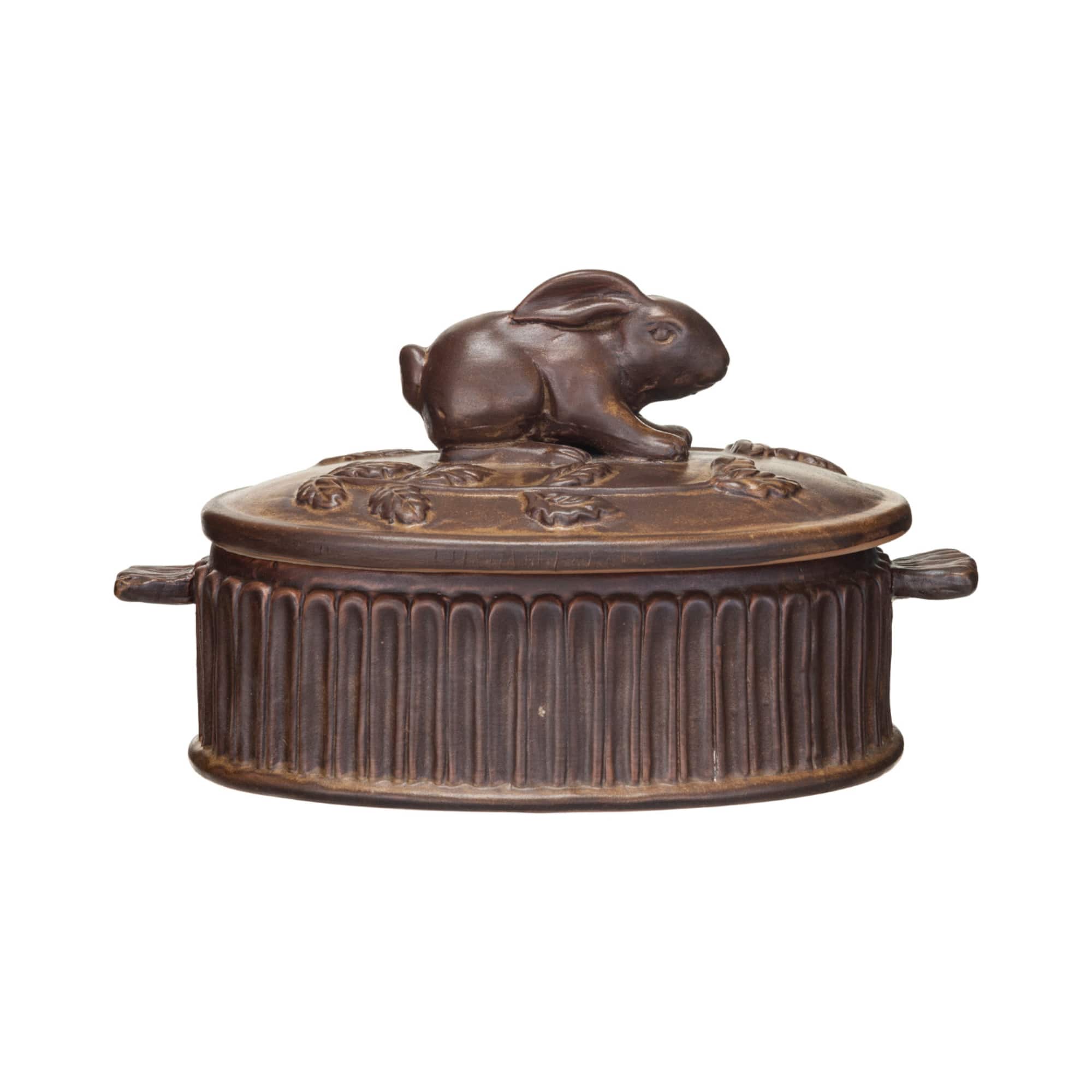 Hello Honey® Matte Brown Stoneware Baker with Rabbit Design